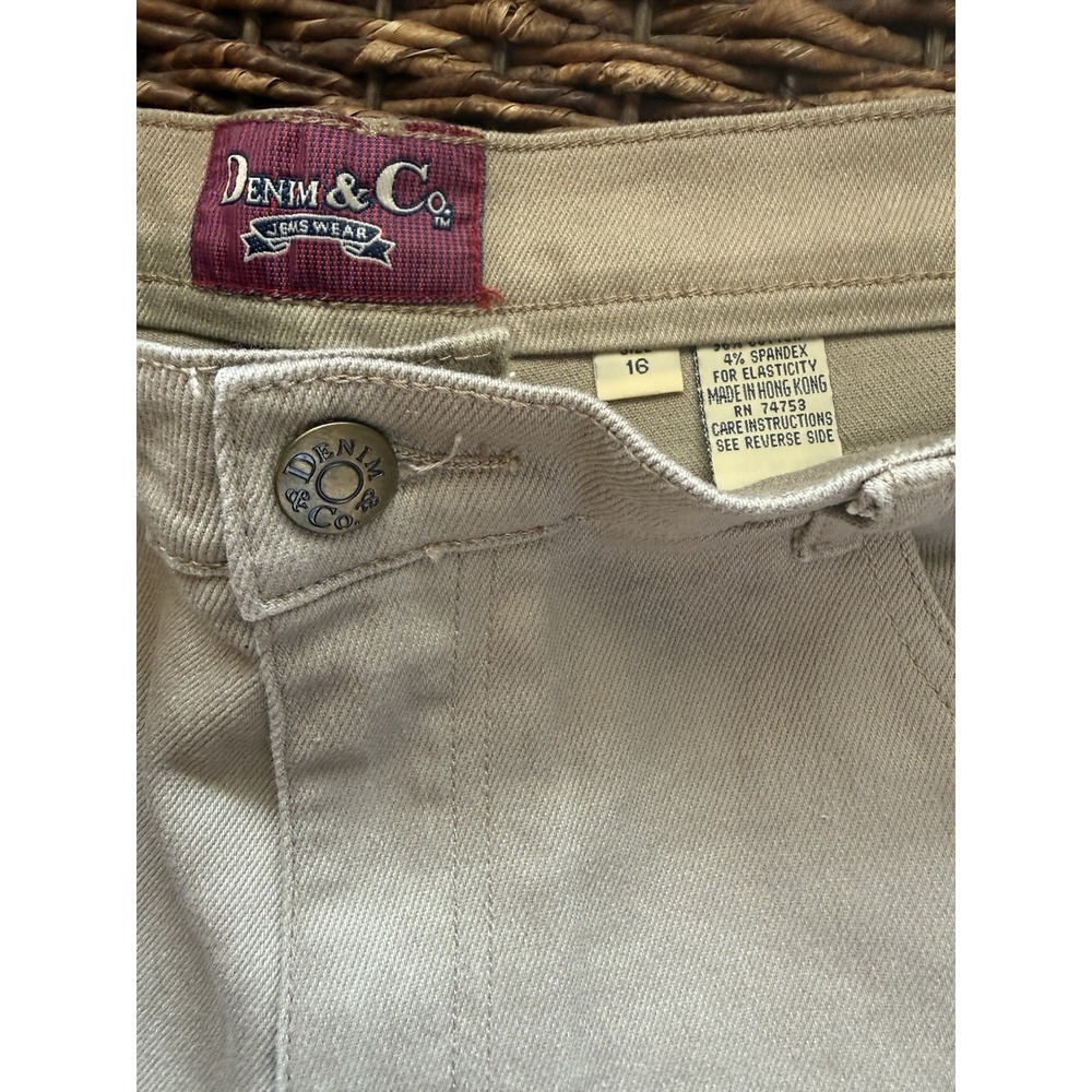 Denim & Company Straight Bootcut Leg Denim Jeans - Khaki Size 16. New In Bag